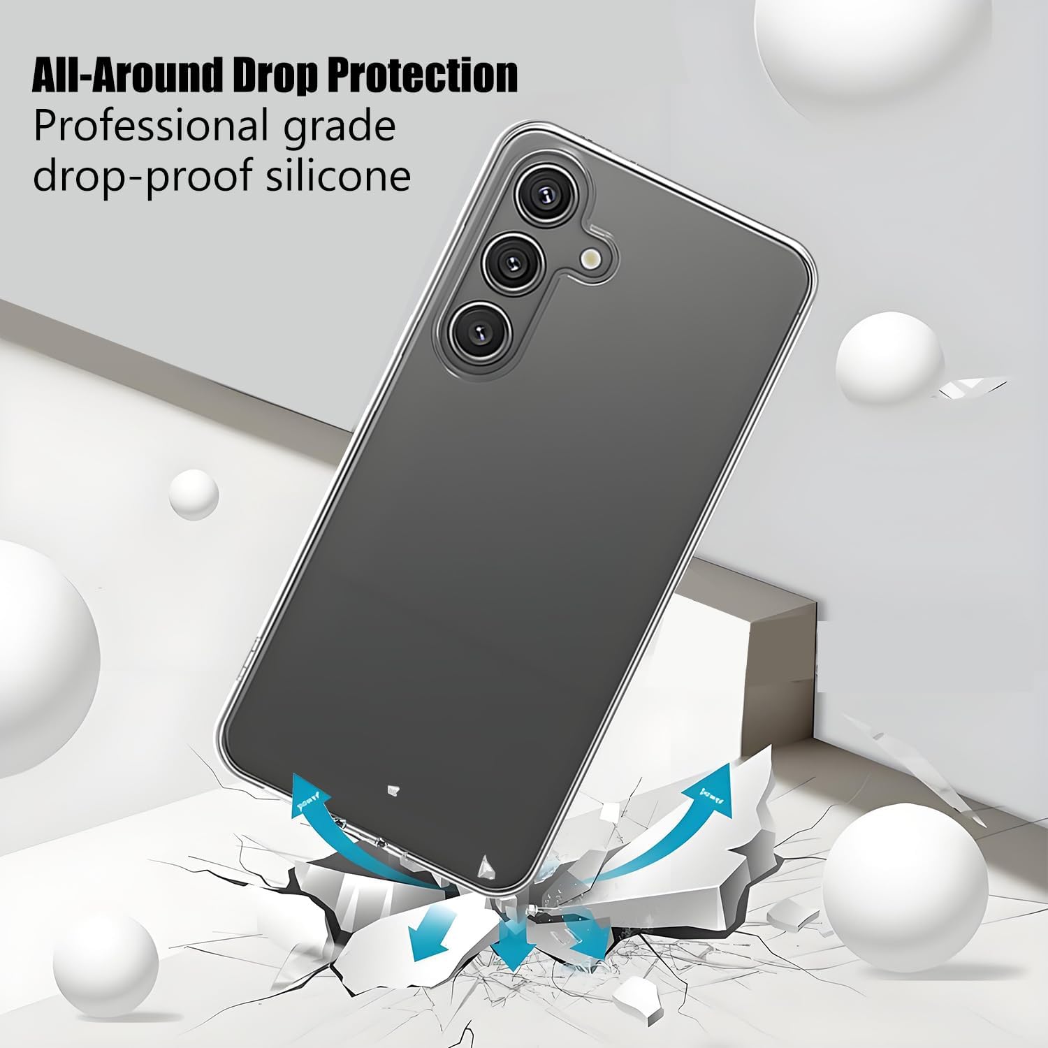 TENOC Phone Case for Samsung Galaxy S25, Clear Case Shockproof Protective Bumper Slim Cover